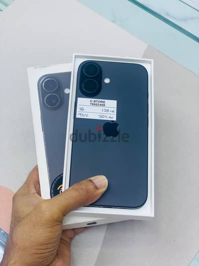 Apple - iPhone 16 -128 GB - Box piece- 95% Battery - Good ايفون