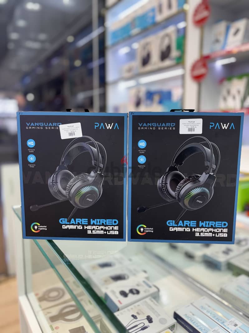 PAWA VANGUARD GLARE WIRED GAMING HEROPHONE . 5mN+LSE 4