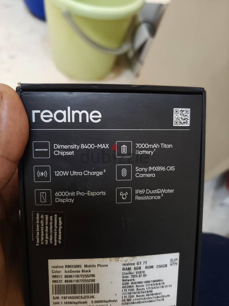realme GT 7t 8GB RAM 256 storage 7000 battery with 120w charger box 7