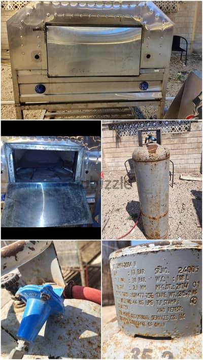 Pizza Oven, Gas Cylinder and Dough Mixture