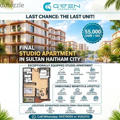 STUDIO APARTMENT IN SULTAN HAITHAM CITY!