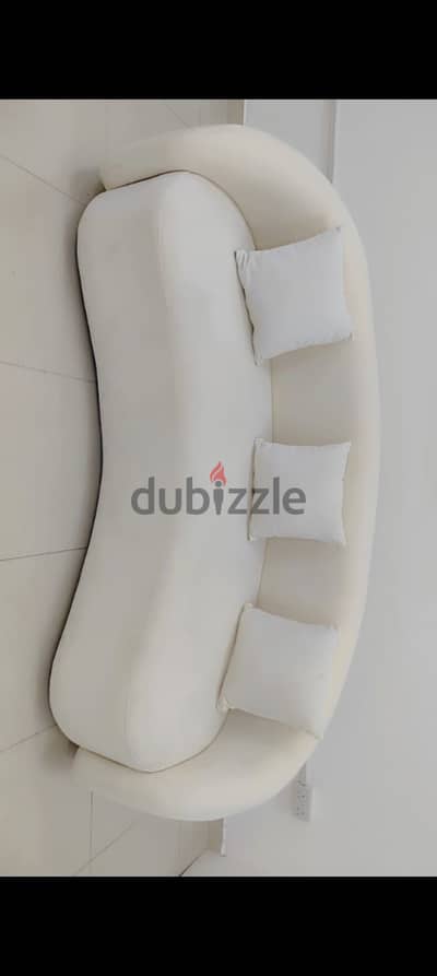6 seater custom made luxury white sofa set with round table
