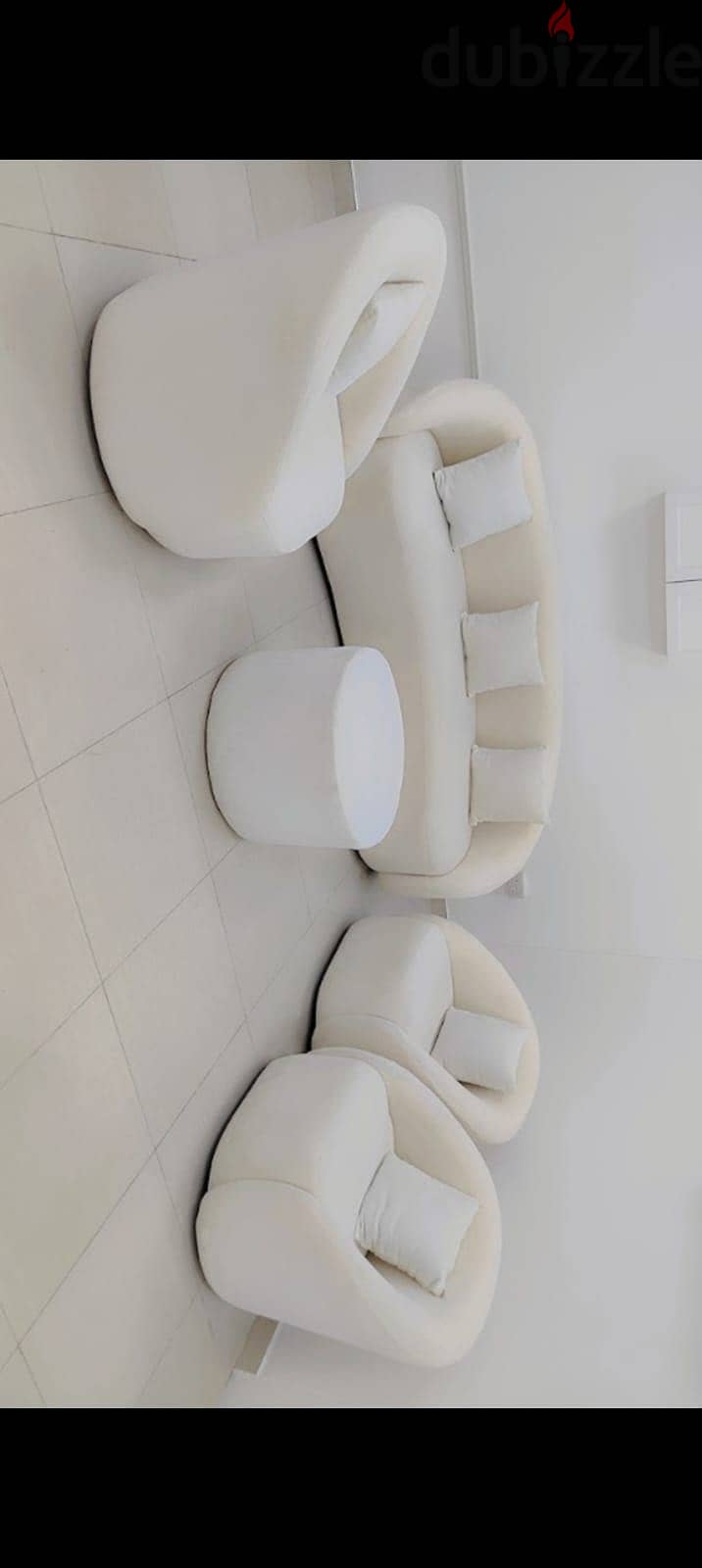 6 seater custom made luxury white sofa set with round table 5