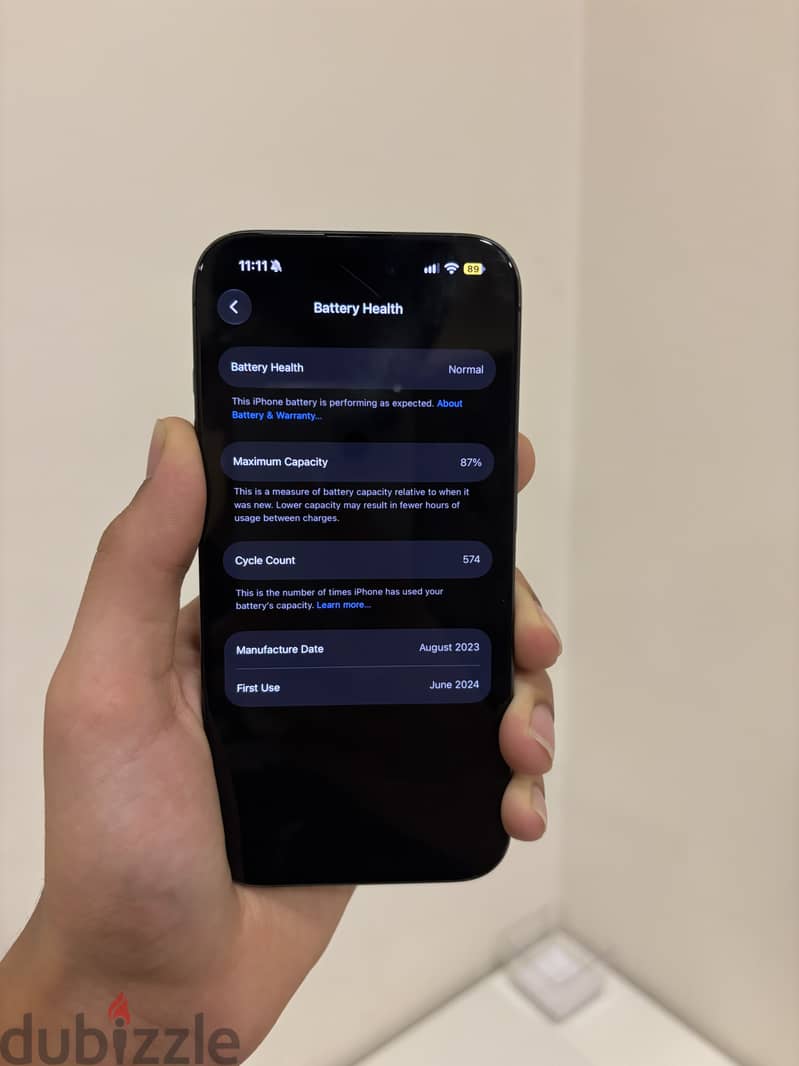 iPhone 15 Pro 128gb 87% 574 cycle 4