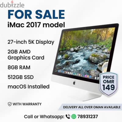Apple all in one 2017 model 27 inch ram 8 gb ssd 512 gb mac os ins