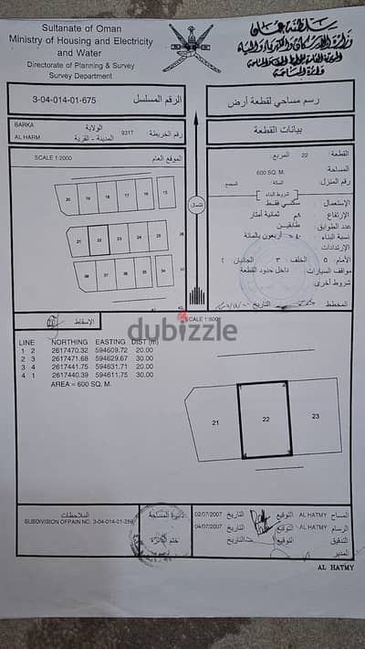 أرض سكنية مميزة للبيع في بركاء الهرم بالقرب من ملعب فريق الهرم الرياضي و شارع البشائر