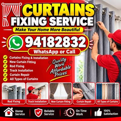 fix curtains and tv stand mirror photo WhatsApp or call 94182832