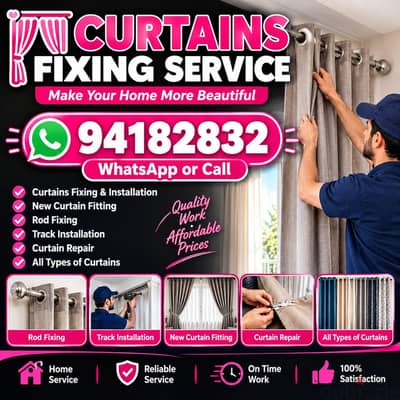 fixing curtains and tv stand mirror photo whtsap 94182832