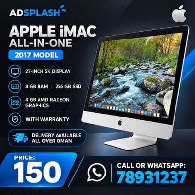 Apple all in one 2017 model 27 inch ram 8 gb ssd 512 gb mac os ins