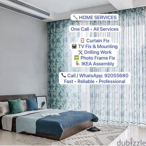 carpenter/furniture,IKEA fix repair/curtain,TV fix in wall/drilling 3