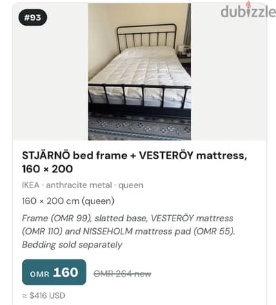 Queen size IKEA bed and bed frame