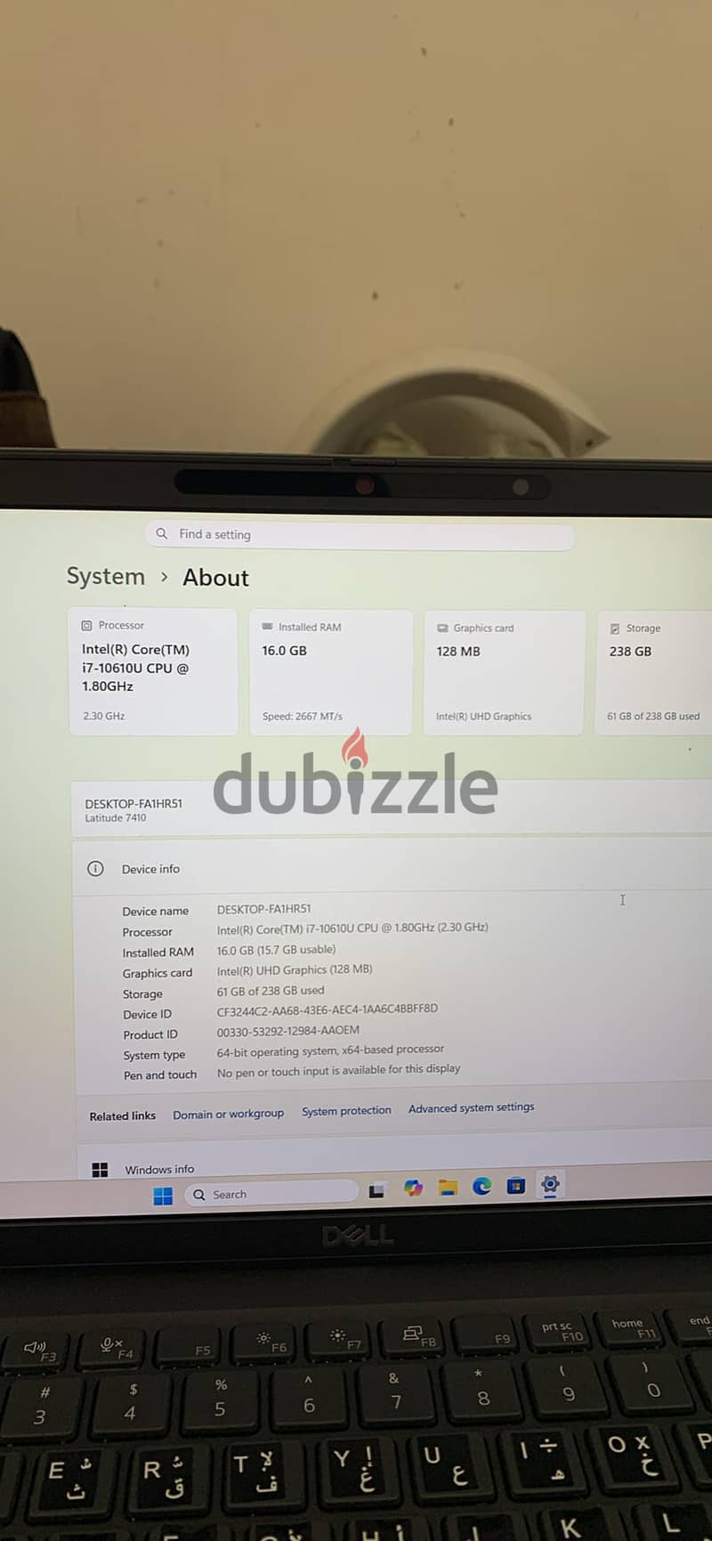 DELL LATITUDE 7410 core I7 256GB SSD Ram 16GB 3
