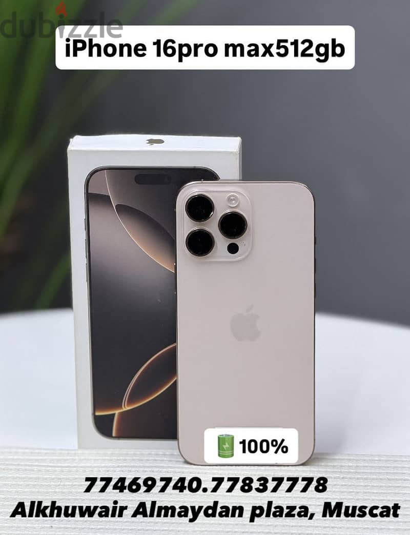 Apple - iPhone 16pro max 512gb battery  100% with box best price 1