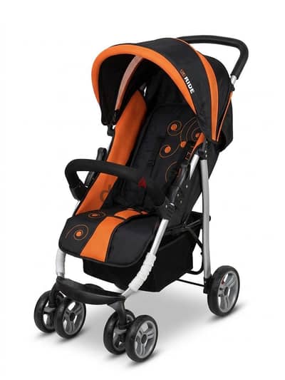 Modern Lightweight Foldable Baby Stroller – Black & Orange Urban Pram