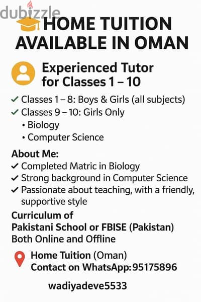 female tutor available online and offline