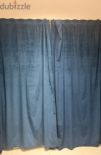 Pair of dark blue curtains