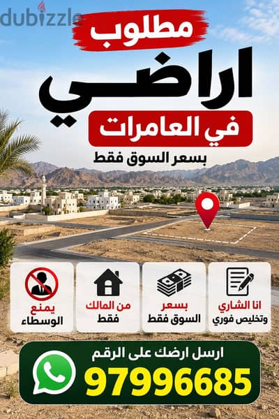 انا الشاري وتخليص فوري اراضي العامرات