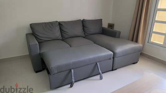 3 seater sofa + bed with coffee table