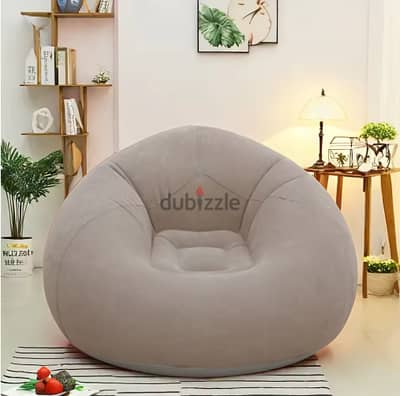 Inflatable Lazy Chair Portable Foldable Single Sofa with Soft Fleece No Assembly Indoor Outdoor Use