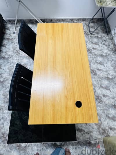 Wooden Office Table / small dining space   2 Black Chairs