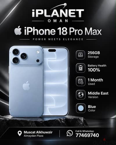 Apple - iPhone 18 Pro Max 256gb battery health 100%  1Month used blue