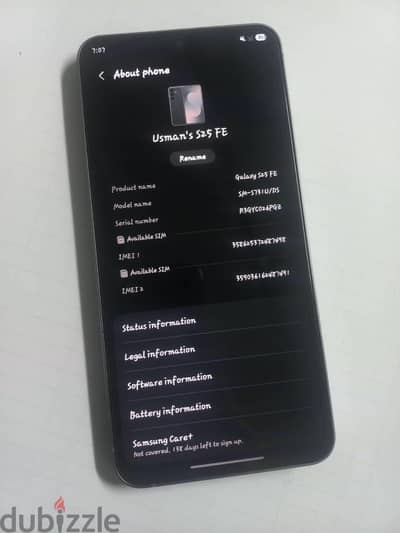 Samsung S25 FE 8gb/128gb like a new (sim lock)