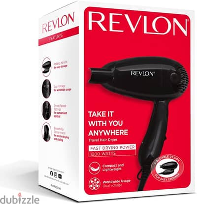 Evlon RVDR5305 Folding Travel Hair Dryer – Black