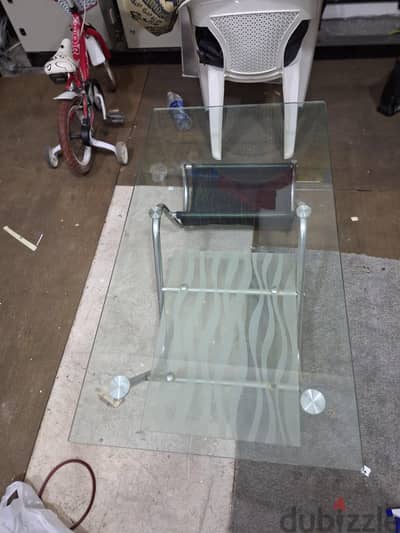 glass table for sale. Height 120 cm length 65 cm