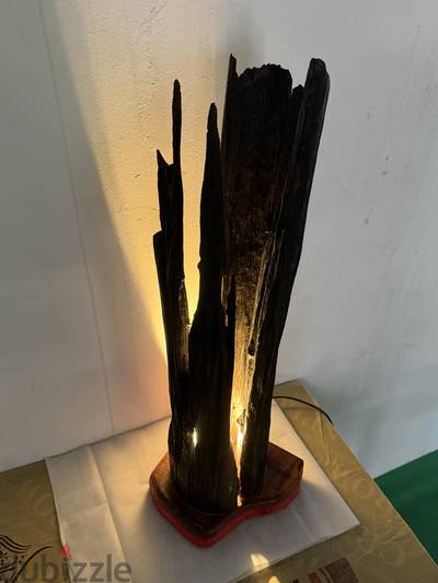Decor wooden clock and wooden lamp