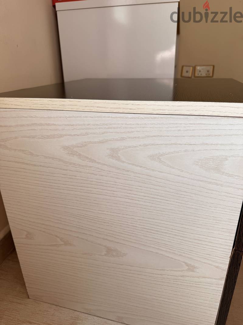 2 Side table with 2 drawers white & dark brown 1
