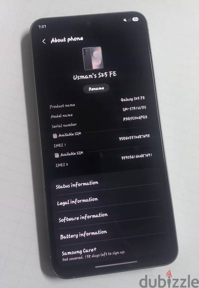 Samsung S25 FE (just few days used like a new. Read the description)