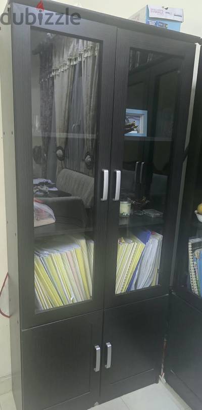 BOOK SHELF WITH GLASS DISPLAY - 2 NOS