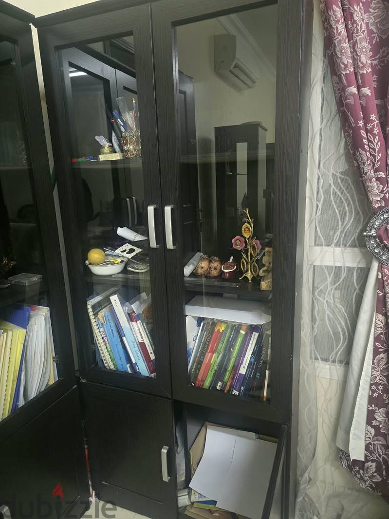 BOOK SHELF WITH GLASS DISPLAY - 2 NOS 2