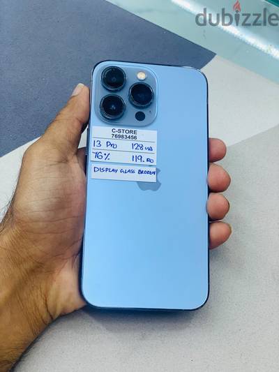 Apple - iPhone 13 Pro-128 GB - Good - Display Galss Broken ايفون