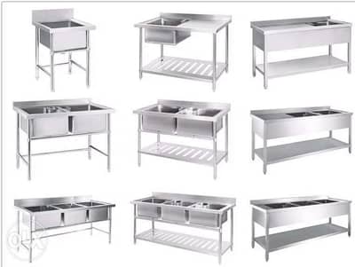 Steel sink tables shelf