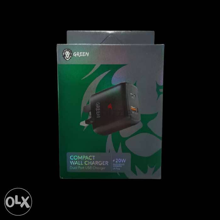 Green Compact 20W Wall Charger Dual Port (Brand New) 2