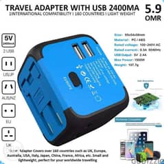 Travel Adapter With USB (2400ma) Full Brand New Stock Available 0
