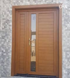 UPVC double doors wooden colour
