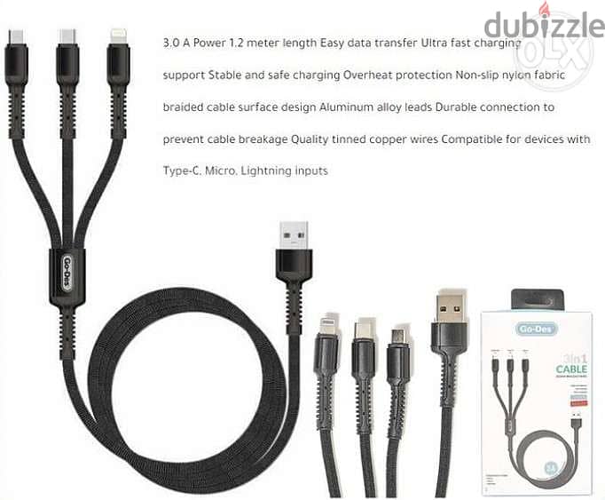 Go-Des 3 in 1 Quick Cable ( Brand New Stock) 0