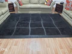 Black leather and soft fur carpet