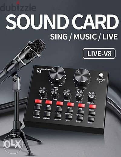 Professional Multifunctional Mic with V8 Sound Card ||Box-Pack||