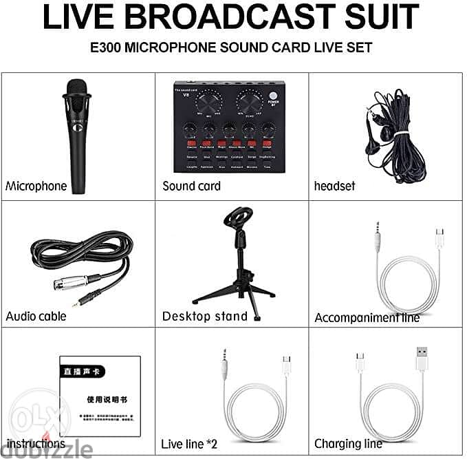 Professional Multifunctional Mic with V8 Sound Card ||Box-Pack|| 1