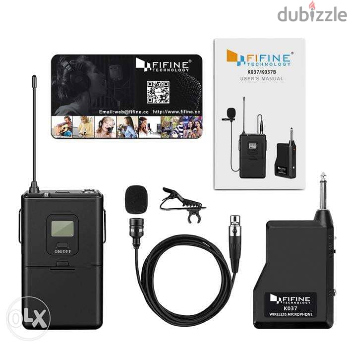 FIFINE K037 20-Channel UHF Wireless Lavalier Lapel Microphone Transmit 0