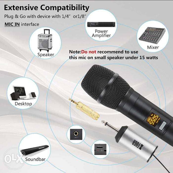 Wireless Mic for Camera & Amplifier Handheld Mic with Mini Receiver 2