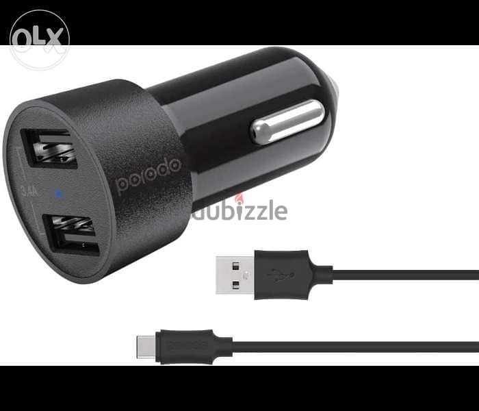 Porodo Convenient Combo Dual USB Car Charger 3.4A (Brand New) 2