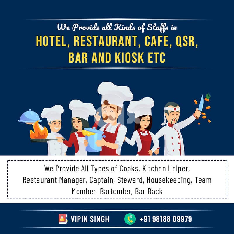 We Provide - Restaurant Staff ,Hotel Staff , Cafe Staff 0