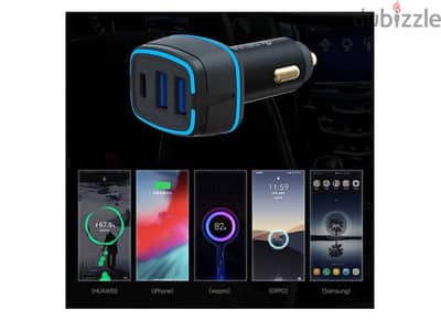 Devia Extreme Speed Dual USB + Type-C Fast Car Charger (New-Stock)