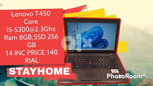 Lenovo ThinkPad T450 14in , Core i5, 8GB Ram, 256GB SSD,