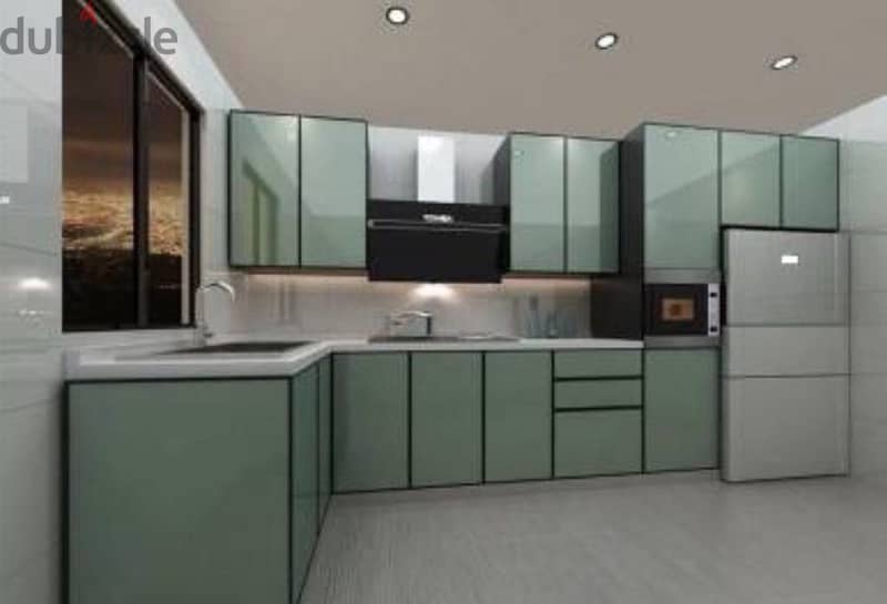 kitchen cabinets with aluminium, glass and glidding sheet 2