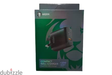 Green Compact 20w Wall Charger Dual Port (BrandNew)